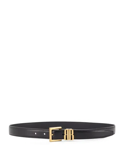 Balenciaga Leather Belt With Bb Editor Leather In Black