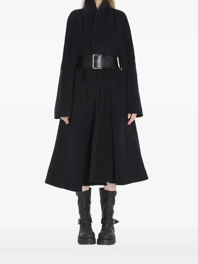 BALENCIAGA LEATHER-BELT WRAP COAT
