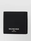 Balenciaga Men Black Bi-fold Wallet With Logo Lettering On The Front In Grained Leather Man In Black