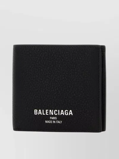 Balenciaga Leather Bi-fold Wallet With Clean Lines In Black