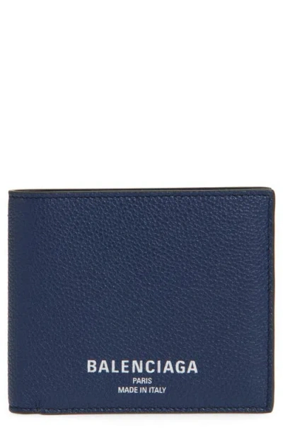 Balenciaga Leather Bifold Wallet In 4032 Midnight Blue