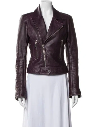 Pre-owned Balenciaga Leather Biker Jacket In Purple