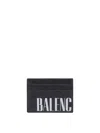 Balenciaga Logo Printed Card Holder In Black