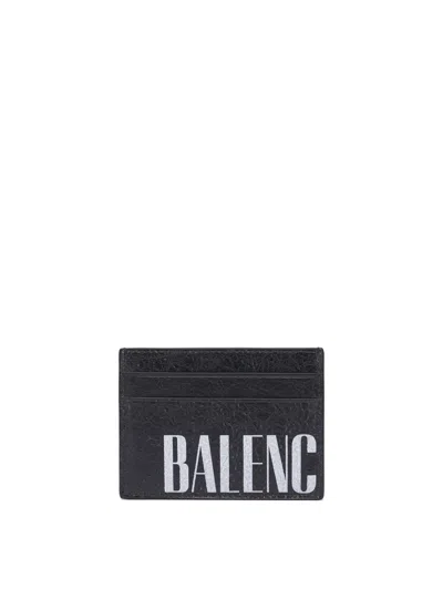 Balenciaga Leather Black Wallet In Gray