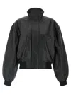 Balenciaga Leather Blouson Puffer Jackets Black In Black