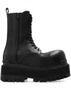 Balenciaga Black Ankle Boots With Logo Plaque On The Front And Side Zips In Leather Man In Black