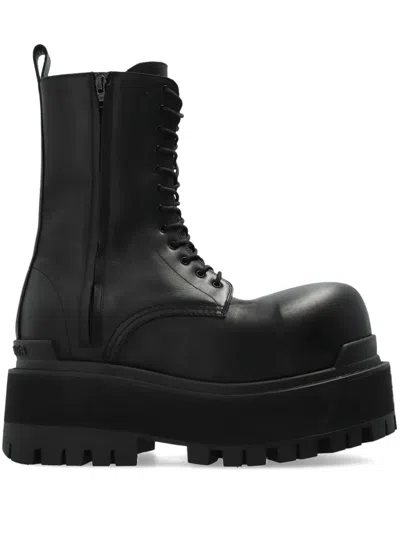 Balenciaga Black Ankle Boots With Logo Plaque On The Front And Side Zips In Leather Man In Multicolor