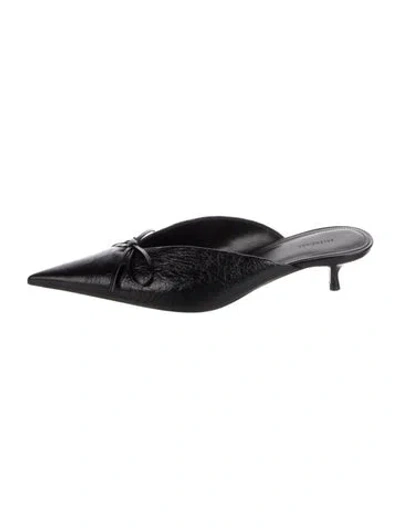 Pre-owned Balenciaga Leather Bow Accents Mules In Black