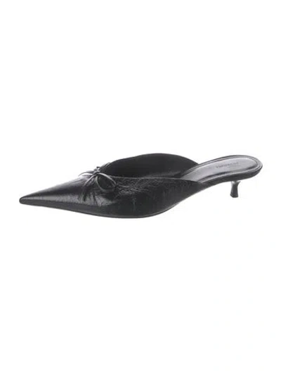 Pre-owned Balenciaga Leather Bow Accents Mules In Black