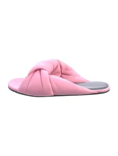 Pre-owned Balenciaga Leather Bow Accents Slides In Pink