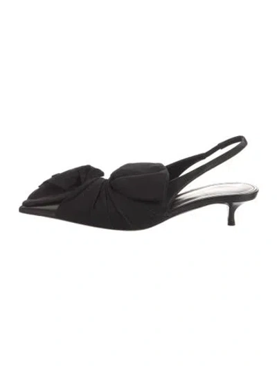Pre-owned Balenciaga Leather Bow Accents Slingback Flats In Black