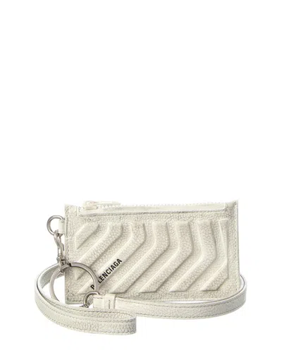 Balenciaga Leather Card Case On Keyring In White
