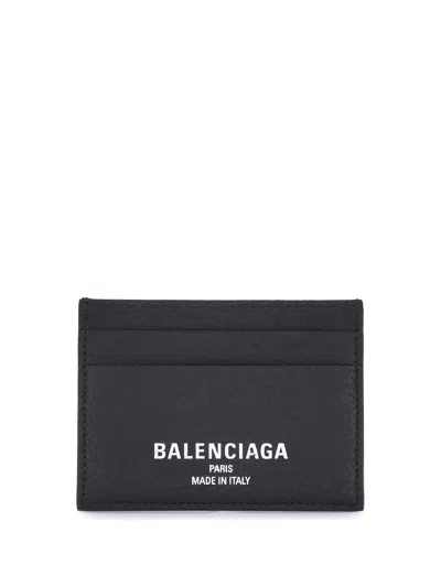 Balenciaga Leather Card Holder In Black
