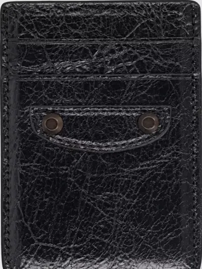 Balenciaga Leather Card Holder In Black
