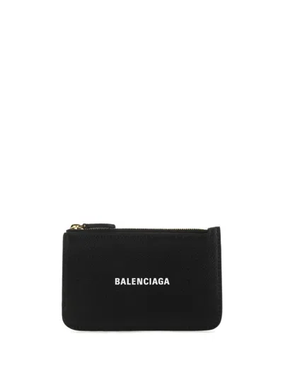 Balenciaga Leather Card Holder In Black