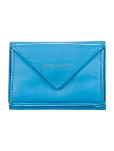 Pre-owned Balenciaga Leather Card Holder In Blue