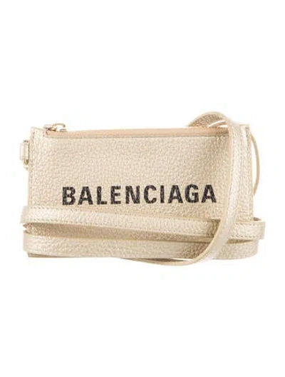 Pre-owned Balenciaga Leather Card Holder In Neutrals
