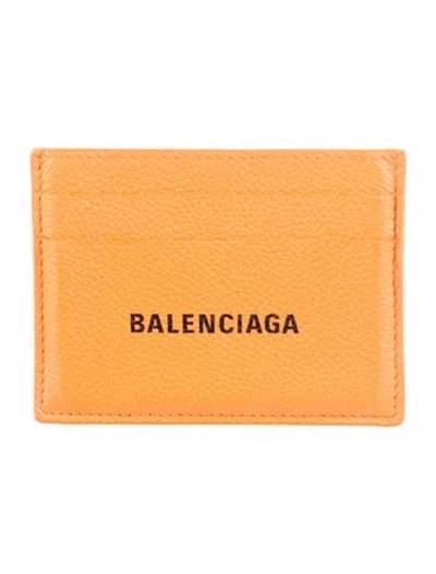 Pre-owned Balenciaga Leather Card Holder In Orange