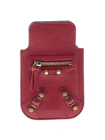Pre-owned Balenciaga Leather Card Holder In Red