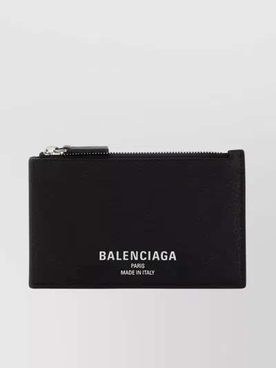 Balenciaga Leather Card Holder Textured Finish In Blue