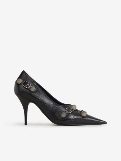 Balenciaga Leather Cargole Shoes In Black