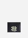 Balenciaga Cash Tape Type Logo Leather Card Holder In Black
