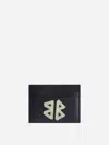 Balenciaga Cash Tape Type Logo Leather Card Holder In Black