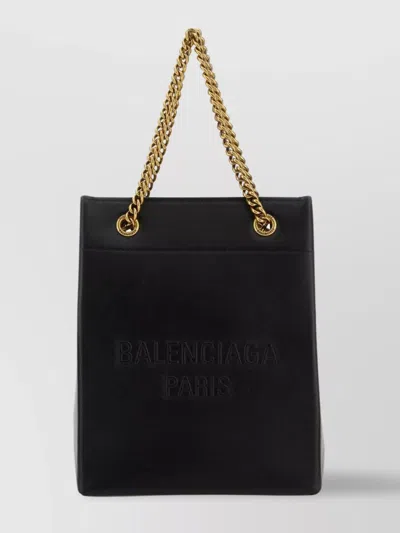 Balenciaga Leather Chain Handle Shoulder Bag In Black