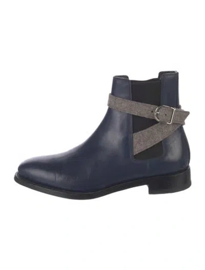 Pre-owned Balenciaga Leather Chelsea Boots In Blue