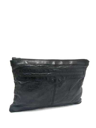 Pre-owned Balenciaga Leather Clutch Bag In Black