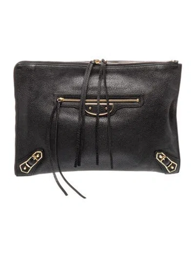Pre-owned Balenciaga Leather Clutch In Black