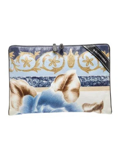 Pre-owned Balenciaga Leather Clutch In Blue