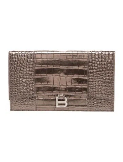 Pre-owned Balenciaga Leather Clutch In Metallic/neutrals