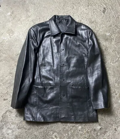 Pre-owned Balenciaga Leather Coat In Black