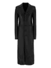 Balenciaga Long Length Leather Coat With Notched Lapel In Black