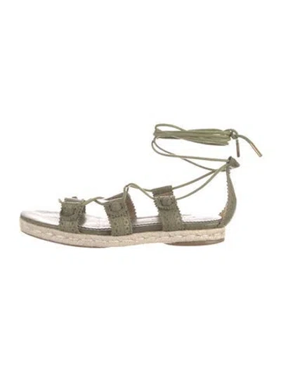 Pre-owned Balenciaga Leather Colorblock Pattern Espadrilles In Green