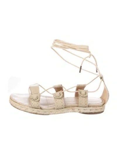 Pre-owned Balenciaga Leather Colorblock Pattern Espadrilles In Neutral