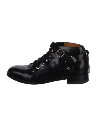 Pre-owned Balenciaga Leather Combat Boots In Black