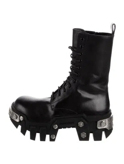 Pre-owned Balenciaga Leather Combat Boots In Black