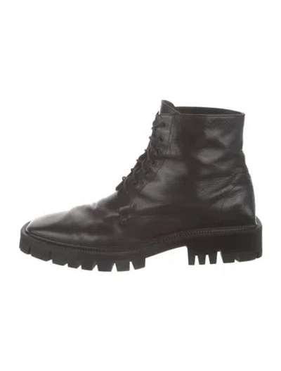 Pre-owned Balenciaga Leather Combat Boots In Black