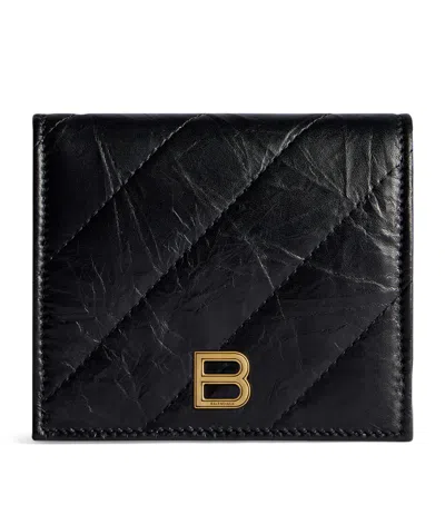 BALENCIAGA LEATHER CRUSH FOLDED CARD HOLDER