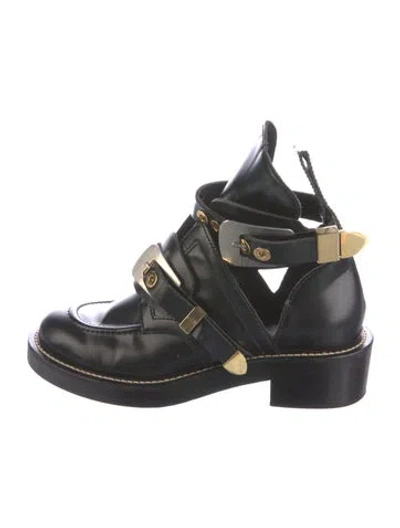 Pre-owned Balenciaga Leather Cutout Accent Oxfords In Black