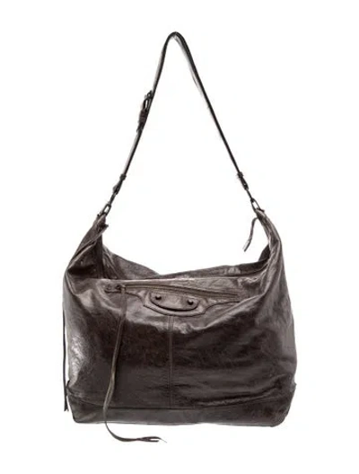 Pre-owned Balenciaga Leather Day In Brown