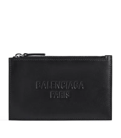 Balenciaga Leather Duty Free Zip Card Holder In Black