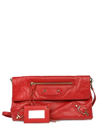 Pre-owned Balenciaga Leather Envelope Shoulder Bag In Red