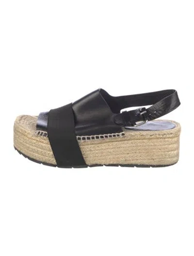 Pre-owned Balenciaga Leather Espadrilles In Black