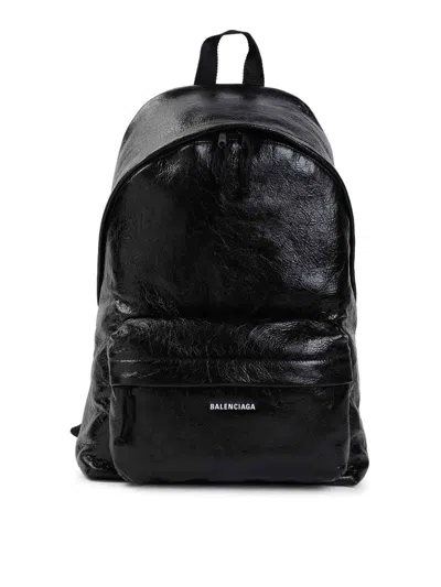 Balenciaga Leather Explorer Backpack In Black