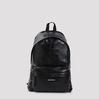 Balenciaga Leather Explorer Backpack In Black