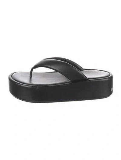 Pre-owned Balenciaga Leather Flip Flops In Black