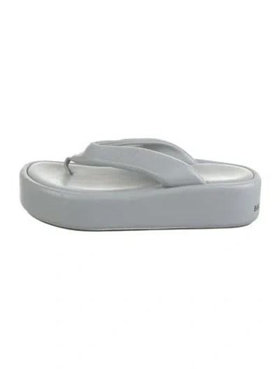 Pre-owned Balenciaga Leather Flip Flops In Gray